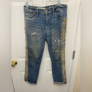 Women’s Pilcro And The Letterpress Distressed Jeans With Animal Print Size 28